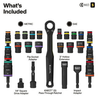 Klein Tools 65304KNECT KNECT Impact-Rated Drill and Driver Combo Set, SAE & Metric, 65 Pc.