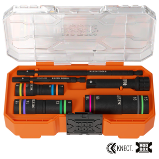 Klein Tools 653MQS KNECT Quad-12 Heavy-Duty Impact Flip Sockets, SAE and Metric, 6-Piece