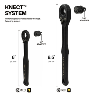 Klein Tools 65408ADP KNECT (M) Pass Through Ratchet and 3/8" Drive Socket Adapter Set