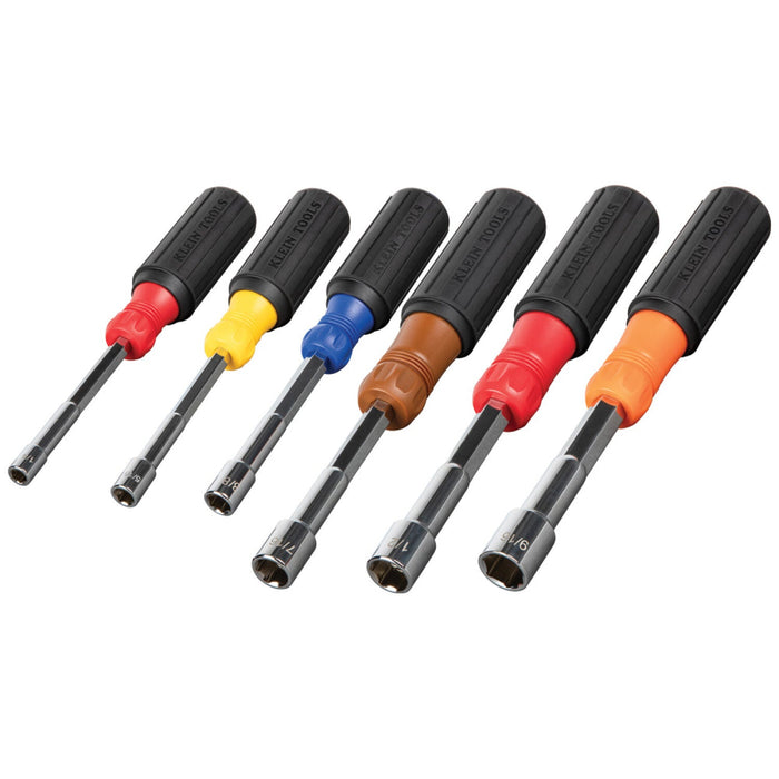 Klein Tools 65411 Color-Coded Hollow-Shaft Heavy-Duty Nut Driver Set, 6-Piece
