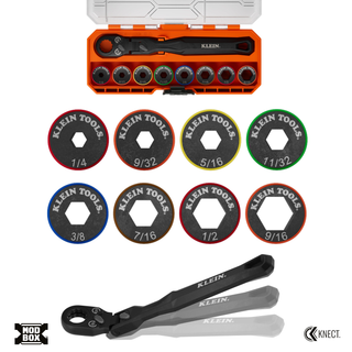 Klein Tools 65430LP KNECT Ratcheting 9-in-1 Low-Profile Socket Wrench Set