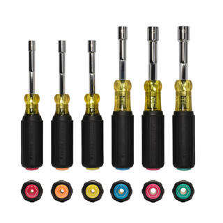 Klein Tools 65456MAGM Metric Magnetic Color-Coded Hollow-Shaft Heavy-Duty Nut Driver Set, 6 Pc.