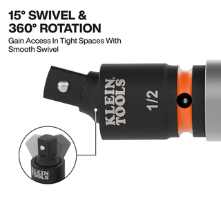 Klein Tools 65843SW Impact Wrench Swivel Socket Adapter Set, 3 Pc.