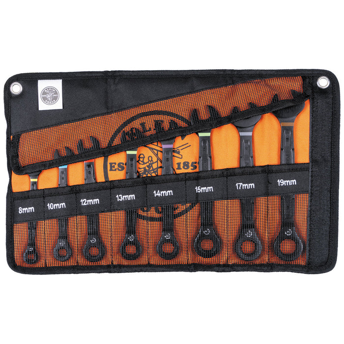 Klein Tools 69408MG 90-Tooth Ratcheting Box Wrench Set, Metric, 8 Pc.