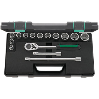 Stahlwille 96031435 1/2" Bi-Hex Socket Set with Ratchet - 15 Pieces