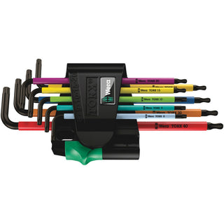 Wera 967/9 TX BO Multicolour 1 L-key set for tamper-proof TORX® screws, BlackLaser, 9 pieces