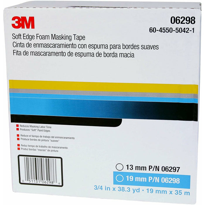 3M Soft Edge Foam Masking Tape, 06298, 19 mm x 35 m