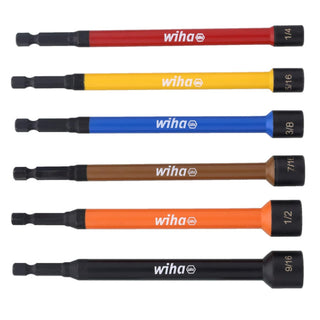 Wiha Tools 70486 6 Piece Color Coded Magnetic Nut Setter SAE Set