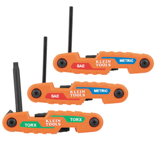 Klein Tools 70543 Compact Folding Hex Key Set, SAE, Metric, TORX, 25 Pc.