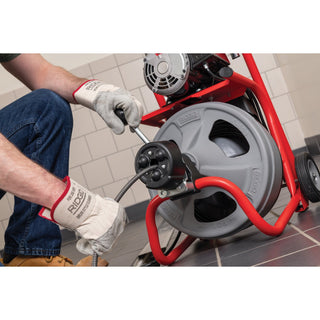 Ridgid 27008 K-400 Machine with Gloves & Std. Equipment: Two-Wheel Cart, AUTOFEED, C-32 IW 3/8" x 75' (10 mm x 23 m) Solid Core (Integral Wound) Cable, T-260 Tool Set