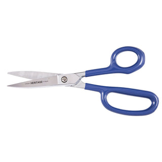 Heritage Cutlery 718LR-BLU 8 5/8'' Heavy Duty Shear w/ Large Ring / Blue Coated Handles