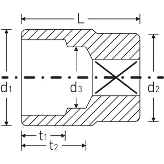 Stahlwille 05010032 55 3/4" 6-pt Socket, 32 mm