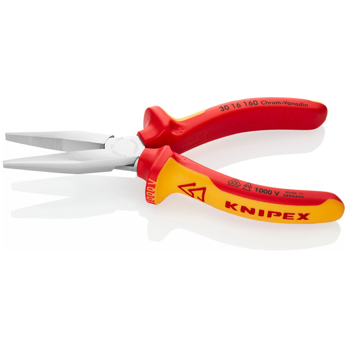 Knipex 30 16 160 6 1/4" Long Nose Pliers-Flat Tips-1000V Insulated