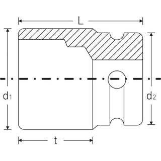 Stahlwille 23010021 50IMP 1/2" 6-pt Impact Socket, 21 mm