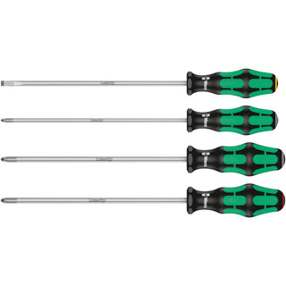 Wera 335/350/355/4 Screwdriver set Kraftform Plus Lasertip 200 mm-long blades, 4 pieces