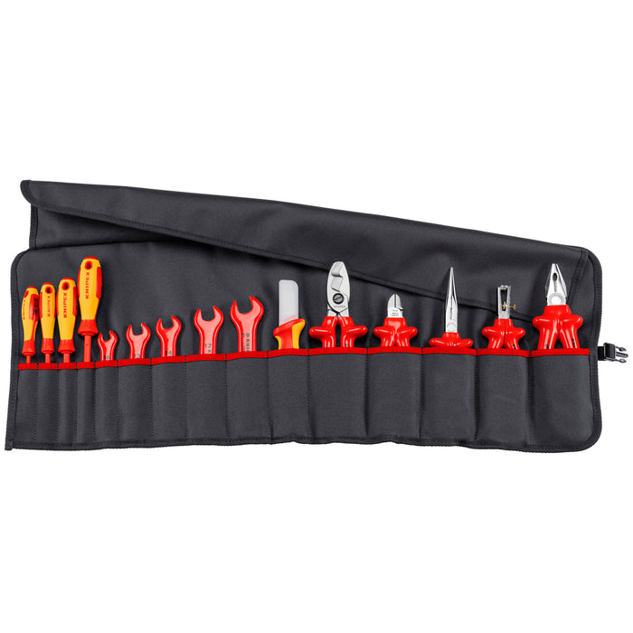 Knipex 98 99 13 15 Pc Tool Roll Bag, 1000V Insulated
