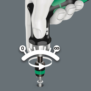 Wera Series 7400 Kraftform pistol handle, pre-set adjustable torque screwdrivers (3.0-8.8 Nm) with Rapidaptor quick-release chuck, 7462 x 3.0 Nm x 3.0-6.0 Nm