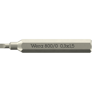 Wera 800/0 Micro Bit for Slotted Screws, 0.3 x 1.5 x 30 mm