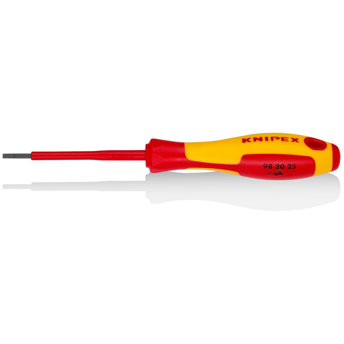 Knipex 98 20 25 Slotted Screwdriver, 3"-1000V Insulated, 3/32" tip