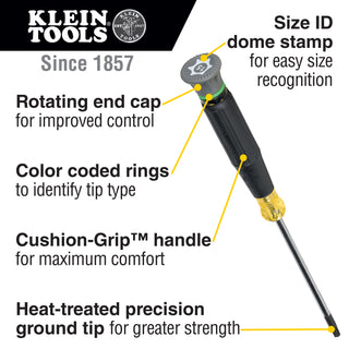 Klein Tools 6303 Precision Screwdriver, T6H TORX®, 3" Shank