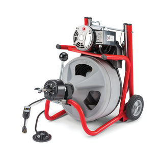 Ridgid 27008 K-400 Machine with Gloves & Std. Equipment: Two-Wheel Cart, AUTOFEED, C-32 IW 3/8" x 75' (10 mm x 23 m) Solid Core (Integral Wound) Cable, T-260 Tool Set
