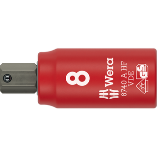Wera 8740 A VDE HF Zyklop Bit Socket, Insulated, 1/4" Drive, with Holding Function for Hexagonal Socket Screws, 8 x 45 mm
