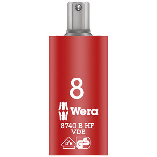 Wera 8740 B VDE HF Zyklop Hex bit socket, insulated, with holding function, 3/8" drive, 8 x 59 mm