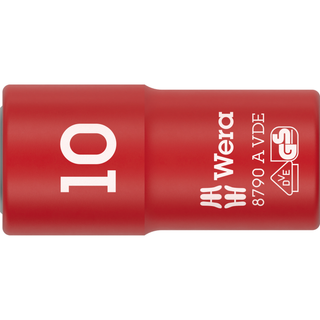 Wera 8790 A VDE Zyklop Socket, Insulated, with 1/4" Drive, 10 x 41 mm