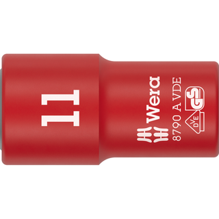 Wera 8790 A VDE Zyklop Socket, Insulated, with 1/4" Drive, 11 x 41 mm