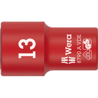 Wera 8790 A VDE Zyklop Socket, Insulated, with 1/4" Drive, 13 x 41 mm