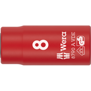 Wera 8790 A VDE Zyklop Socket, Insulated, with 1/4" Drive, 8.0 x 41 mm