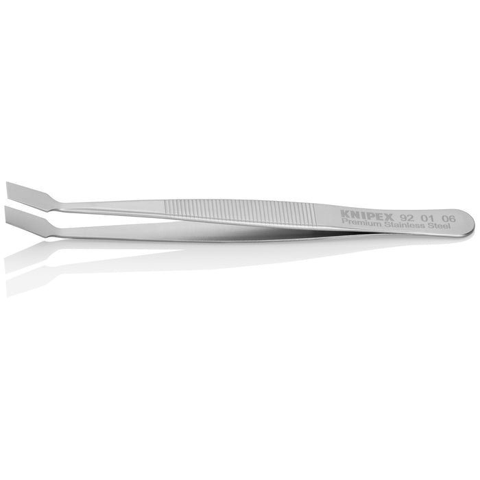 Knipex 92 01 06 4" Premium Stainless Steel Gripping Tweezers-30°Angled-Blunt Tips