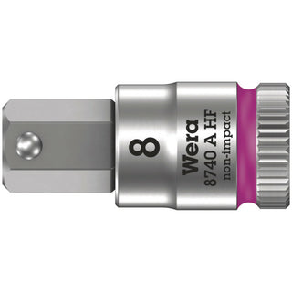 Wera 8740 A HF Zyklop bit socket with holding function, 1/4" drive, 8 x 28 mm