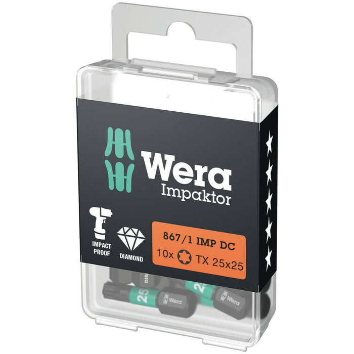 Wera 867/1 IMP DC TORX® DIY Impaktor bits, TX 15 x 25 mm, 10 pieces