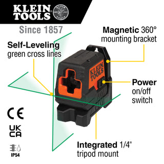 Klein Tools 93MCLG Green Mini Cross-Line Laser Level