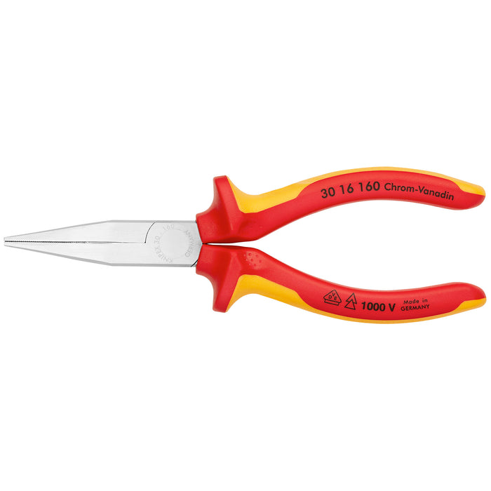 Knipex 30 16 160 6 1/4" Long Nose Pliers-Flat Tips-1000V Insulated