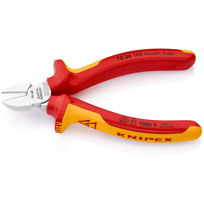 Knipex 70 06 140 5 1/2" Diagonal Cutters-1000V Insulated