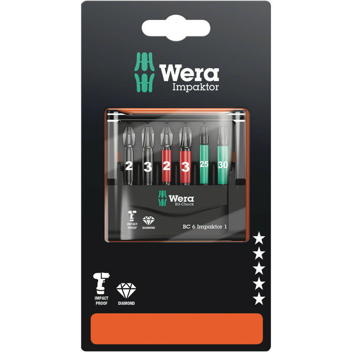 Wera Bit-Check 6 Impaktor 1 SB, 6 pieces