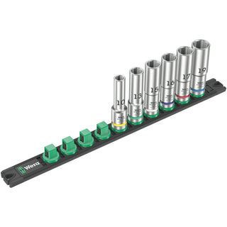 Wera Magnetic socket rail C Deep 1 socket set, 1/2" drive, 6 pieces