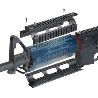UTG MTU001T PRO AR15 Quad Rail Handguard, Drop-in, Carbine-length, Extended Top Rail