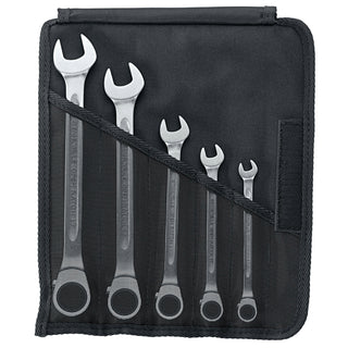 Stahlwille 96411705 17/5 Combination Ratcheting Spanner Set w/ Roll-Up Wallet