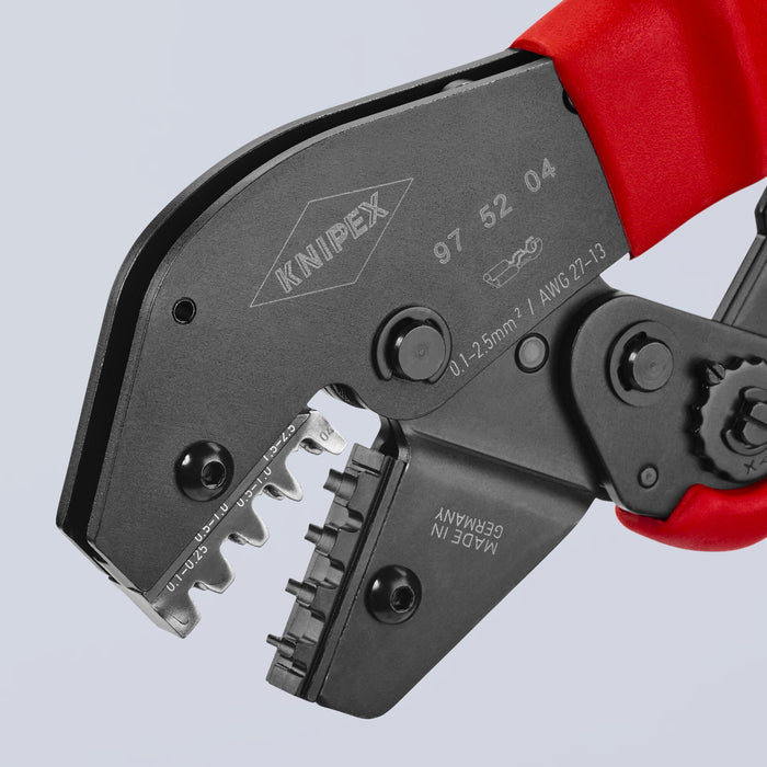 Knipex 97 52 04 10" Crimping Pliers For Non-Insulated Open Plug-Type Connectors (Plug Width 2.8 and 4.8 mm)
