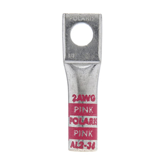 NSI AL2-38 2 AWG 3/8” 1-Hole Aluminum Long Lug – Pink