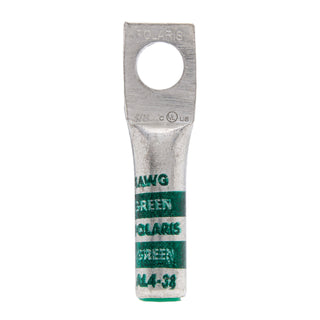 NSI AL4-38 4 AWG 3/8” 1-Hole Aluminum Long Lug – Green