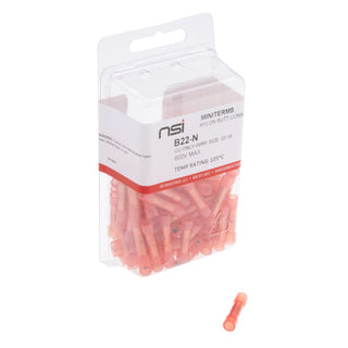 NSI B22-N 22-18 Awg Nylon Insulated Butt Splice - 100/Pack