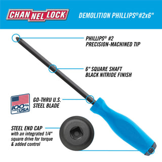 Channellock DP206H #2 x 6-inch PHILLIPS Demolition Screwdriver