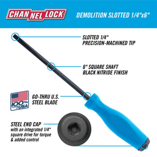 Channellock DS146H 1/4 x 6-inch Slotted Demolition Screwdriver