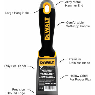 Dewalt DXTT-2-148 2 In. Stainless Steel Putty Knife with Soft Grip Handle