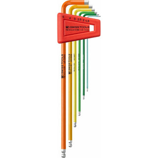 PB Swiss Tools PB 212.LH-5 RB Hex Key Set Ballpoint Metric Rainbow Long 1.5-5mm 6-Piece