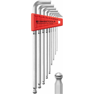 PB Swiss Tools PB 212.LR H-10 Key L-wrenches, long, with ball point and holding ring, set in a practical plastic holder